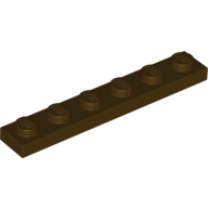Lego destička 1x6, tmavě hnědá (4566704, 6223039)